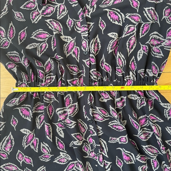 Reitmans Black Midi Dress with Pink Leaf Print - Picture 5 of 6